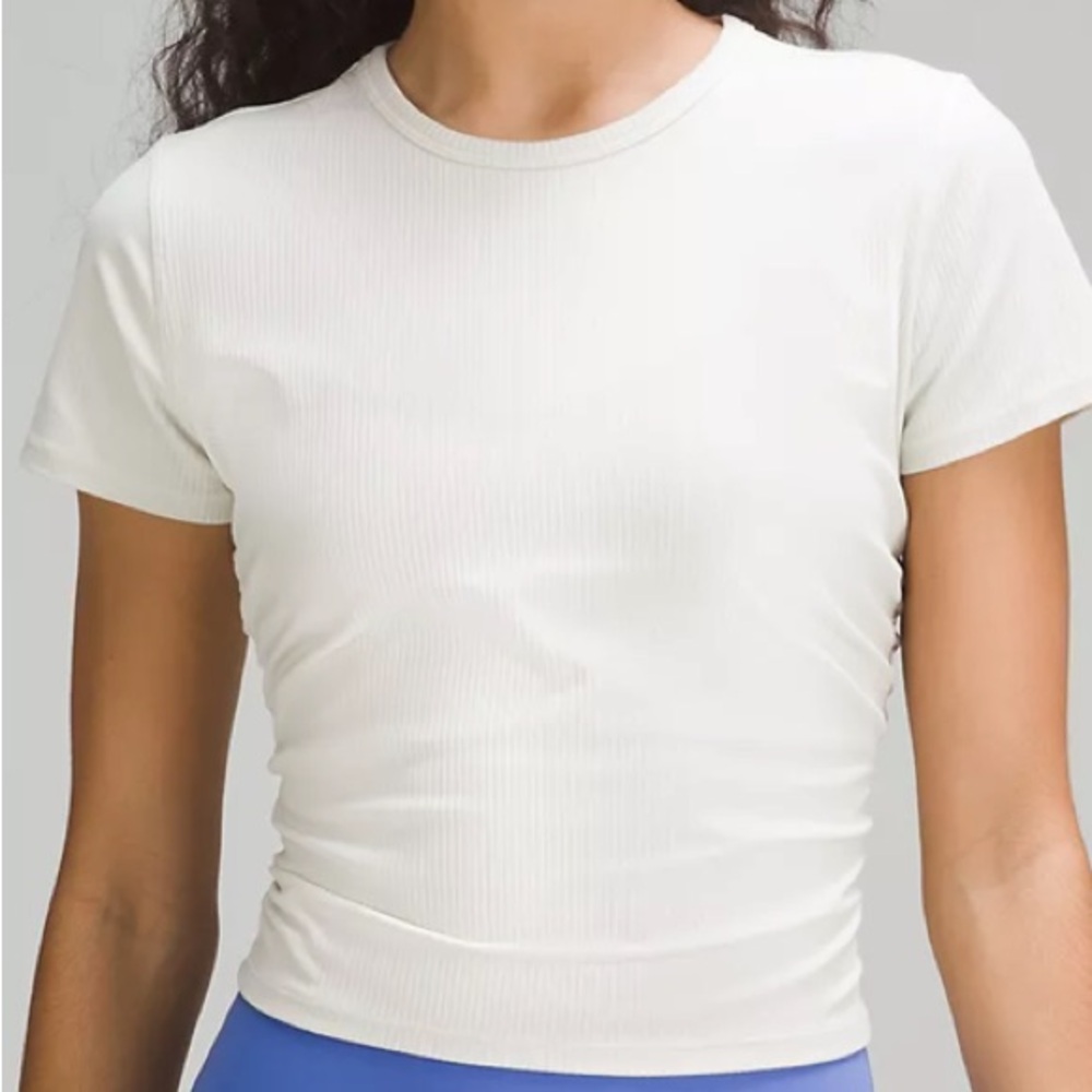 lululemon athletica Cream Ribbed Short Sleeve Top